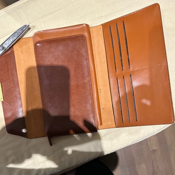 Bally designer leather document holder travel wallet in cognac - Picture 5 of 10